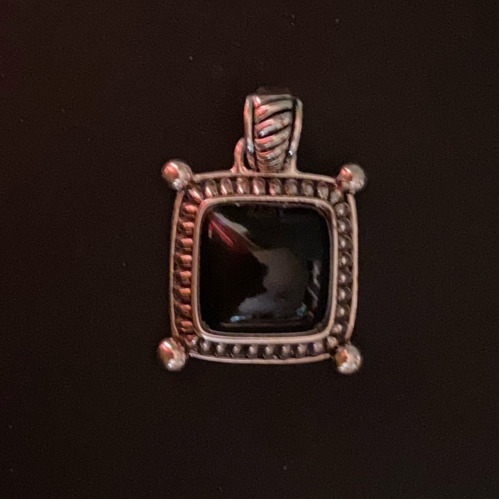 Silver tone and faux onyx pendant from premier designs. Pendant only
